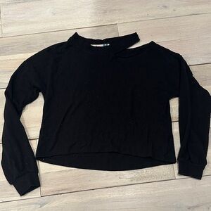 Vintage Havana Black Long Sleeve Open  Shoulder Shirt Sweater